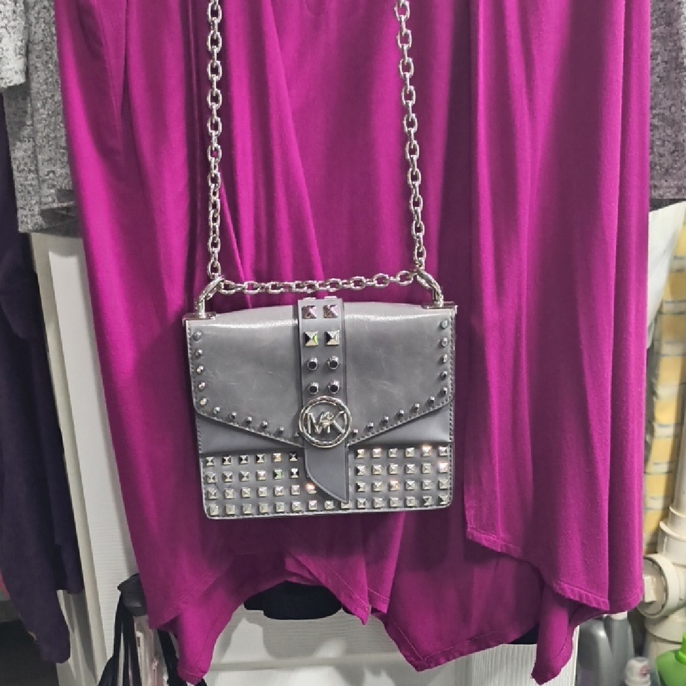 Michael Kors  Greenwich Heather Gray Studded Crossbody Bag